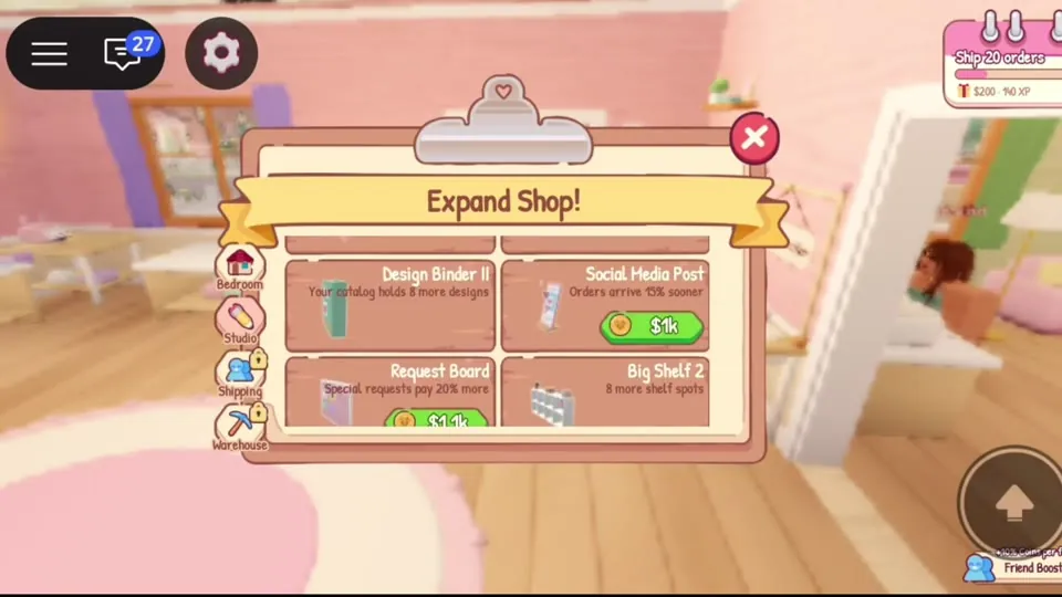 Expand Shop: Design Binder II, Social Media Post $1k, Request Board, Big Shelf 2